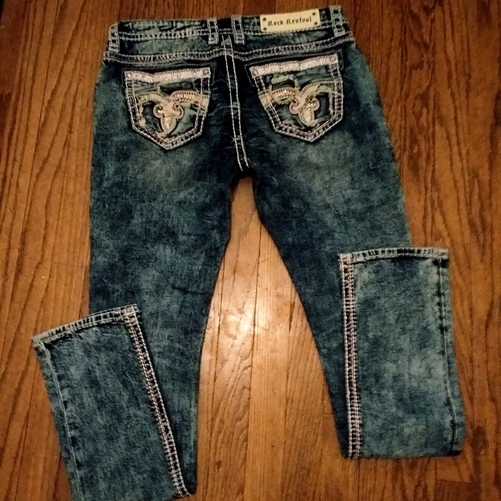 Womens rock revival luiza straight leg sz 32